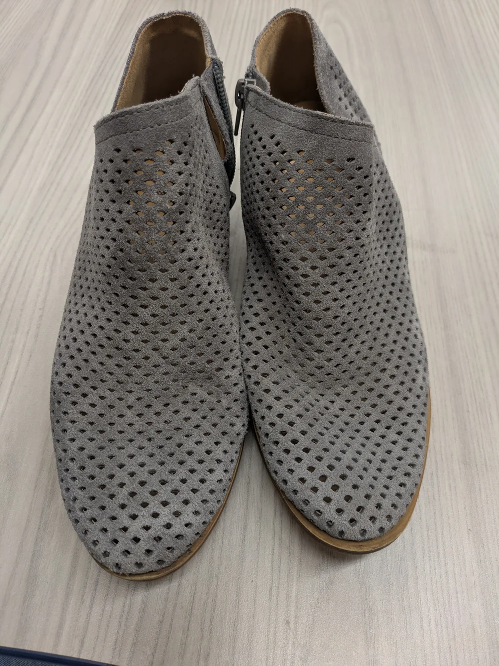 Lucky Brand Gray Perforated Suede Ankle Booties